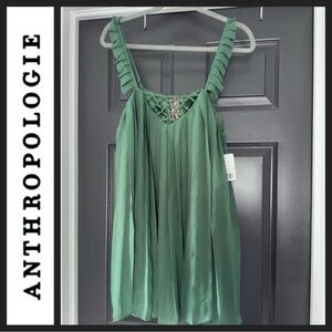 NWT Anthro Twelve by Twelve Pleated Green Camisole Top